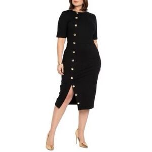 NWT Eloquii Button Front Workwear Midi Dress Size 28